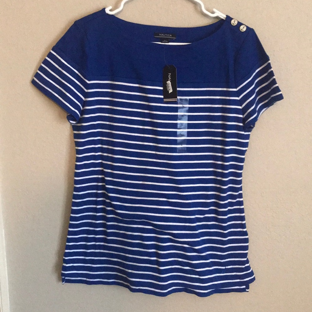 Nautica blue and white shirt